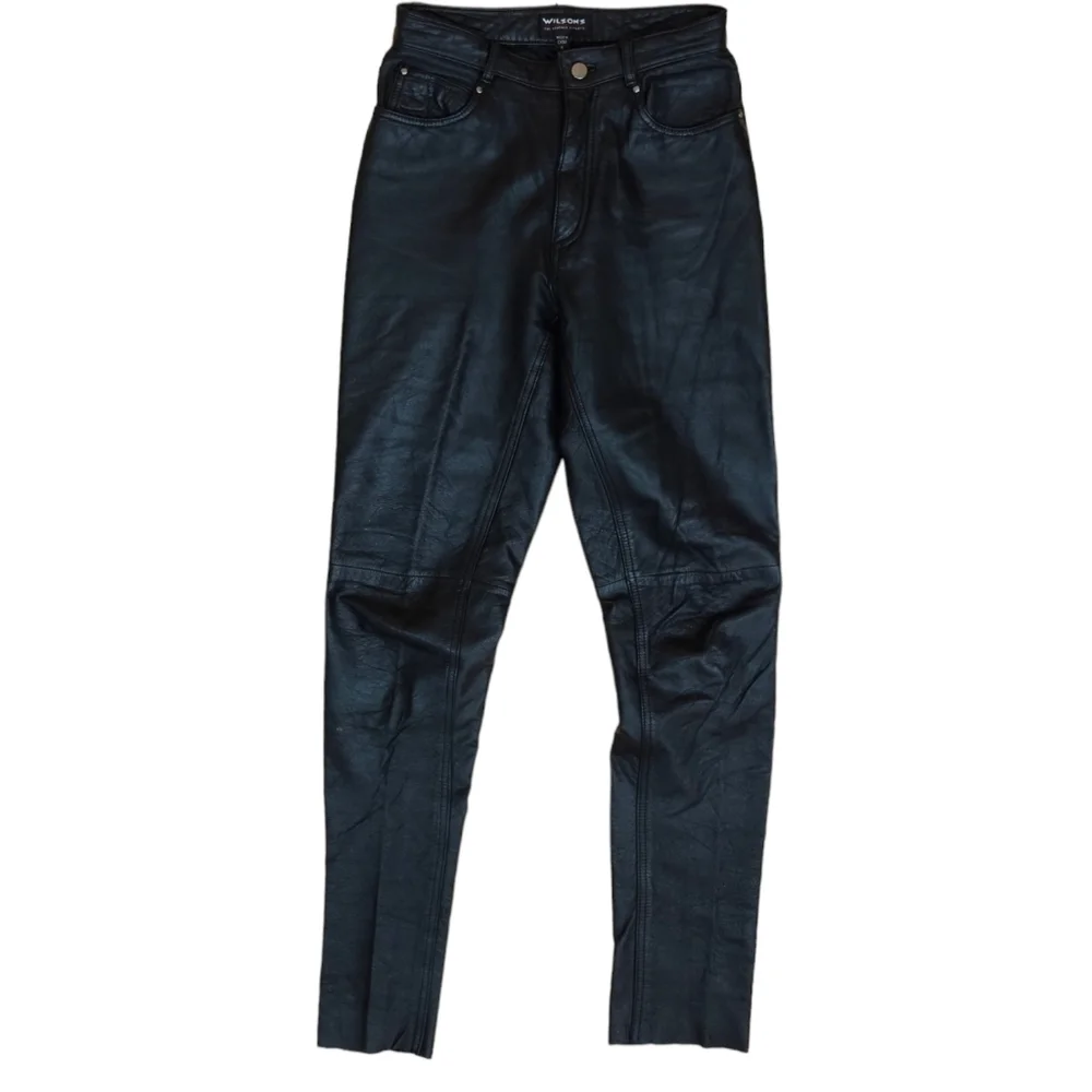 Wilson's 100% Real Genuine Black Leather Vintage High Waist Jeans - 6 - Picture 4 of 13